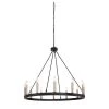 Rustic 12-Light Chandelier Black and Brass Finish Candle Style Chandelier with Metal Wagon Wheel by Jushua -KINWELL shop black jushua chandeliers acr l 10552bk bd 64 1000