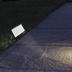 100-Watt Black Outdoor White Integrated LED Thin Flood Light by Jushua -KINWELL shop black jushua flood lights ele l ctzb100w wh 31 1000