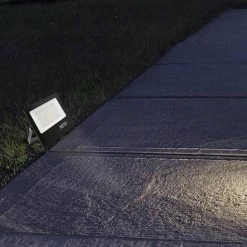 30-Watt Black Integrated LED Warm White Outdoor Thin Flood Light by Jushua -KINWELL shop black jushua flood lights ele l ctzb30w ww 31 1000