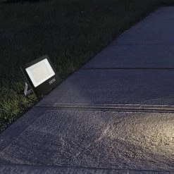 50-Watt Black Integrated LED Warm White Outdoor Thin Flood Light by Jushua -KINWELL shop black jushua flood lights ele l ctzb50w ww 31 1000