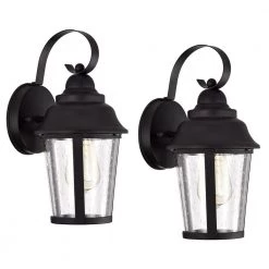 KINWELL shop 58 1-Light Black Armed Outdoor Wall Lantern Sconce (2-Pack) by Jushua