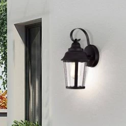 1-Light Black Armed Outdoor Wall Lantern Sconce (2-Pack) by Jushua -KINWELL shop black jushua outdoor sconces gol f201009 c3 1000