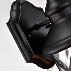 1-Bulb 11.5 in. H Black Outdoor Wall Lantern Sconce with Clear Seeded Glass by Jushua -KINWELL shop black jushua outdoor sconces gol f201010 44 1000