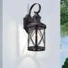 1-Bulb Black 16 in. H Outdoor Wall Lantern-Light Sconce with Clear seeded Glass by Jushua -KINWELL shop black jushua outdoor sconces gol f201011 64 1000