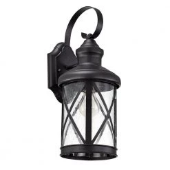 1-Bulb Black 16 in. H Outdoor Wall Lantern-Light Sconce with Clear seeded Glass by Jushua 11 1-Bulb Black 16 in. H Outdoor Wall Lantern-Light Sconce with Clear seeded Glass by Jushua -KINWELL shop black jushua outdoor sconces gol f201011 c3 1000