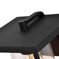 1-Light Black Metal Outdoor Wall Lantern Sconce with Clear Seeded Glass by Jushua -KINWELL shop black jushua outdoor sconces sd cy ca1907 w 4f 1000