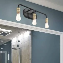 23.5 in. 3-Light Black Vanity Light with Dimmable by Jushua -KINWELL shop black jushua vanity lighting acr 10503bk bd 1f 1000