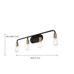 10.5 in. 4-Light Black Vanity Light with Dimmable by Jushua -KINWELL shop black jushua vanity lighting acr 10504bk bd c3 1000