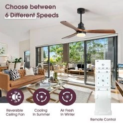52 in. Black Ceiling Fan With Light Kit by KINWELL -KINWELL shop black kinwell ceiling fans with lights uckbs 5247 dc 1f 1000