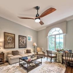 52 in. Black Ceiling Fan With Light Kit by KINWELL -KINWELL shop black kinwell ceiling fans with lights uckbs 5247 dc 44 1000