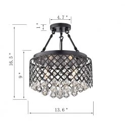Contemporary 13.6 in. 4-Light Back Semi-Flush Mount by KINWELL -KINWELL shop black kinwell flush mount lights bsc gs004 1f 1000