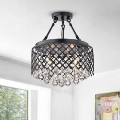 Contemporary 13.6 in. 4-Light Back Semi-Flush Mount by KINWELL -KINWELL shop black kinwell flush mount lights bsc gs004 44 1000