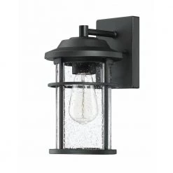 1-Light Black Not Solar Outdoor Wall Lantern Sconce with Clear Glass Shade (2-Pack) by Pia Ricco -KINWELL shop black pia ricco outdoor sconces 14631 2pk 4f 1000