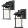 1-Light Black Not Solar Outdoor Wall Lantern Sconce with Clear Glass Shade (2-Pack) by Pia Ricco -KINWELL shop black pia ricco outdoor sconces 14631 2pk 64 1000