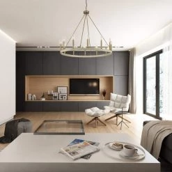 Rustic 12-Light Chandelier Oak and Brass Finish Candle Style Chandelier with Metal Wagon Wheel by Jushua 10 Rustic 12-Light Chandelier Oak and Brass Finish Candle Style Chandelier with Metal Wagon Wheel by Jushua -KINWELL shop brass jushua chandeliers acr l 10552wo bd 4f 1000