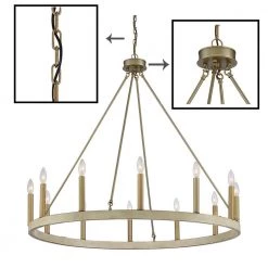 Rustic 12-Light Chandelier Oak and Brass Finish Candle Style Chandelier with Metal Wagon Wheel by Jushua 9 Rustic 12-Light Chandelier Oak and Brass Finish Candle Style Chandelier with Metal Wagon Wheel by Jushua -KINWELL shop brass jushua chandeliers acr l 10552wo bd c3 1000