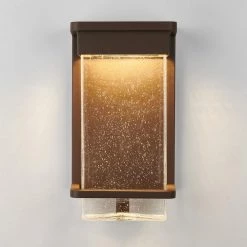 Para Bronze Modern Integrated LED Outdoor Garage and Porch Light Wall Lantern Sconce with Bubble Glass by Artika -KINWELL shop bronze artika outdoor sconces para bz hdc 1f 1000