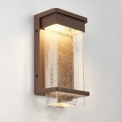 Para Bronze Modern Integrated LED Outdoor Garage and Porch Light Wall Lantern Sconce with Bubble Glass by Artika -KINWELL shop bronze artika outdoor sconces para bz hdc 4f 1000