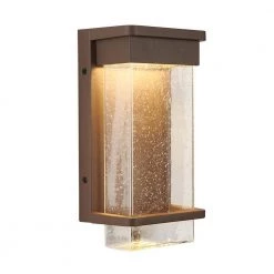 Para Bronze Modern Integrated LED Outdoor Garage and Porch Light Wall Lantern Sconce with Bubble Glass by Artika