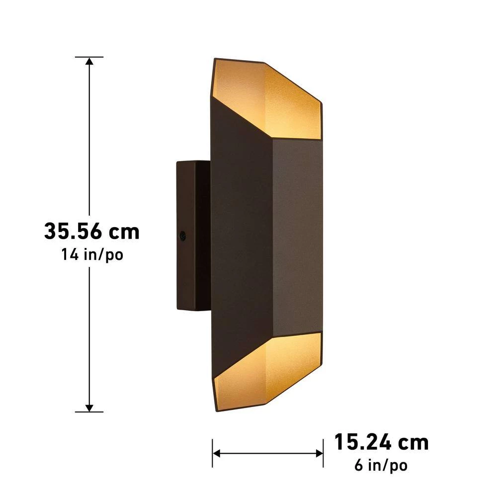 Hexa Bronze Modern Integrated LED Outdoor Garage and Porch Light Wall Lantern Sconce by Artika 5 Hexa Bronze Modern Integrated LED Outdoor Garage and Porch Light Wall Lantern Sconce by Artika - Image 3