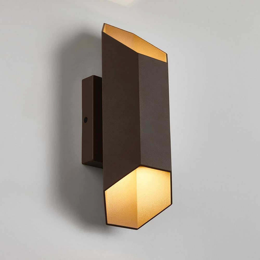Hexa Bronze Modern Integrated LED Outdoor Garage and Porch Light Wall Lantern Sconce by Artika 6 Hexa Bronze Modern Integrated LED Outdoor Garage and Porch Light Wall Lantern Sconce by Artika - Image 4