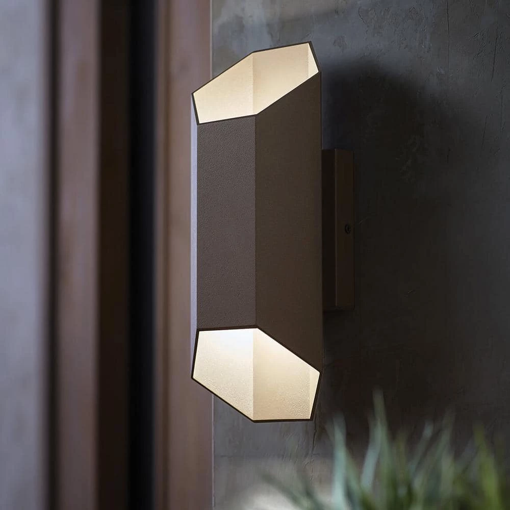 Hexa Bronze Modern Integrated LED Outdoor Garage and Porch Light Wall Lantern Sconce by Artika 4 Hexa Bronze Modern Integrated LED Outdoor Garage and Porch Light Wall Lantern Sconce by Artika - Image 2