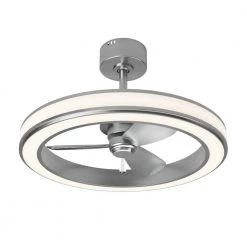 Edwin 25 in. Integrated LED Indoor Brushed Nickel Ceiling Fan with Light with Remote by Artika