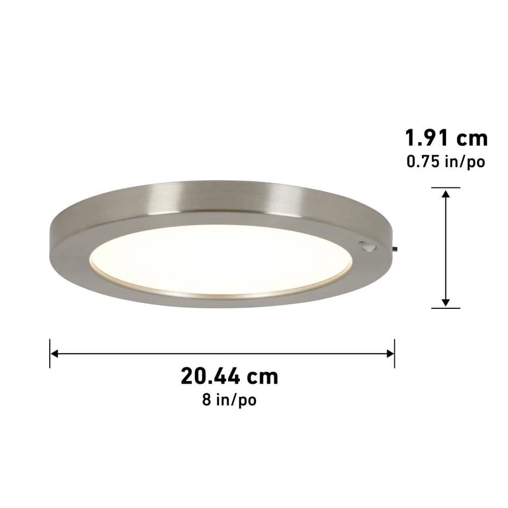 Lumo 8 in. 1-Light Brushed Nickel Modern LED Flush Mount Ceiling Light for Hallway (2-Pack) by Artika 5 Lumo 8 in. 1-Light Brushed Nickel Modern LED Flush Mount Ceiling Light for Hallway (2-Pack) by Artika - Image 3