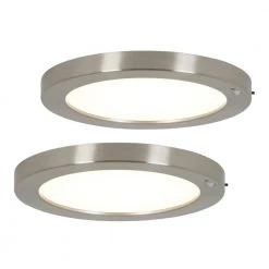 Lumo 8 in. 1-Light Brushed Nickel Modern LED Flush Mount Ceiling Light for Hallway (2-Pack) by Artika
