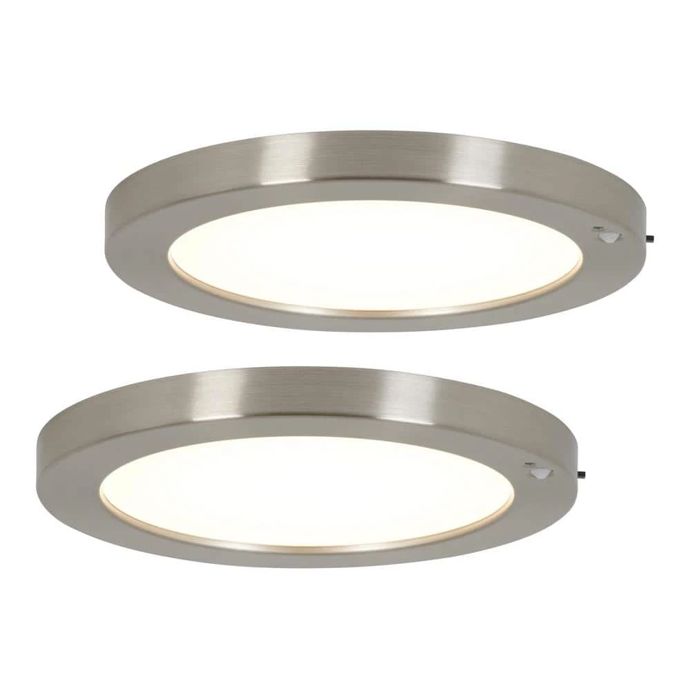Lumo 8 in. 1-Light Brushed Nickel Modern LED Flush Mount Ceiling Light for Hallway (2-Pack) by Artika 3 Lumo 8 in. 1-Light Brushed Nickel Modern LED Flush Mount Ceiling Light for Hallway (2-Pack) by Artika