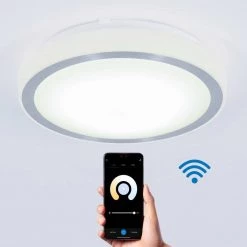Pluto 13 in. 1-Light White Smart Selectable Programmable LED Modern Flush Mount Ceiling Light for Bedroom and Hallway by Artika
