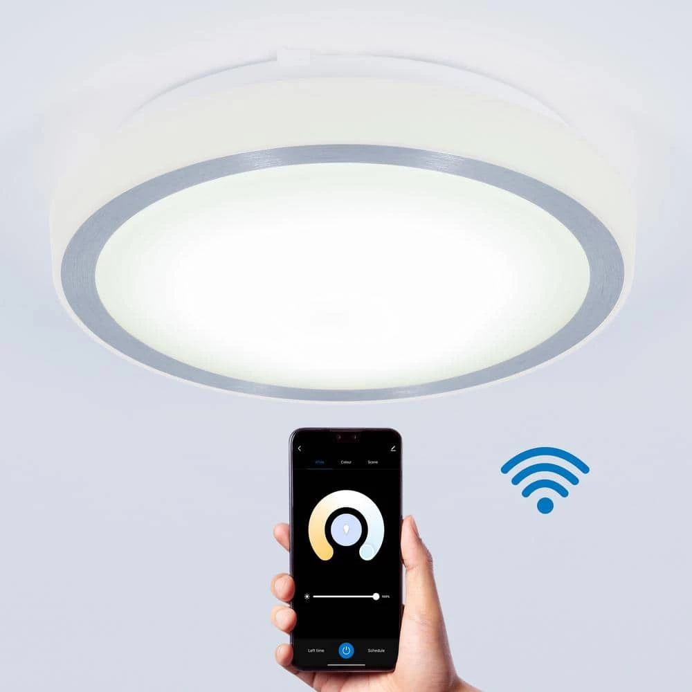 Pluto 13 in. 1-Light White Smart Selectable Programmable LED Modern Flush Mount Ceiling Light for Bedroom and Hallway by Artika 3 Pluto 13 in. 1-Light White Smart Selectable Programmable LED Modern Flush Mount Ceiling Light for Bedroom and Hallway by Artika