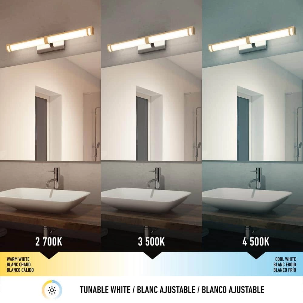 Koben 27 in. 1-Light Brushed Nickel LED Modern Bath Vanity Light Bar for Bathroom by Artika 6 Koben 27 in. 1-Light Brushed Nickel LED Modern Bath Vanity Light Bar for Bathroom by Artika - Image 4