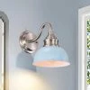 1-Light Brushed Nickel Dimmable Barn Light Sconce with Metal by Jushua