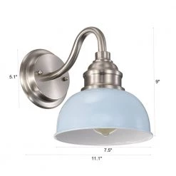 1-Light Brushed Nickel Dimmable Barn Light Sconce with Metal by Jushua -KINWELL shop brushed nickel jushua vanity lighting gol a40011 76 1000
