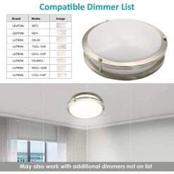 10 in. 16-Watt 1-Light Ceiling Double Ring Dimmable Selectable LED Flush Mount, CRI 80 1120 Lumens CCT 3000K by KINWELL -KINWELL shop brushed nickel kinwell flush mount lights dr011016d 830b 4f 1000