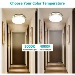 10 in. 16-Watt 1-Light Ceiling Double Ring Dimmable Selectable LED Flush Mount, CRI 80 1120 Lumens CCT 4000K by KINWELL -KINWELL shop brushed nickel kinwell flush mount lights dr011016d 840b 1f 1000