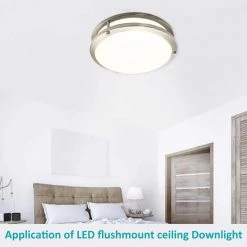 10 in. 16-Watt 1-Light Ceiling Double Ring Dimmable Selectable LED Flush Mount, CRI 80 1120 Lumens CCT 4000K by KINWELL -KINWELL shop brushed nickel kinwell flush mount lights dr011016d 840b 76 1000