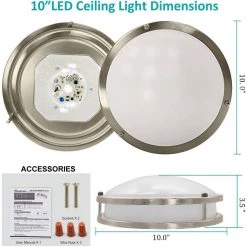 10 in. 16-Watt 1-Light Ceiling Double Ring Dimmable Selectable LED Flush Mount, CRI 80 1120 Lumens CCT 4000K by KINWELL -KINWELL shop brushed nickel kinwell flush mount lights dr011016d 840b fa 1000
