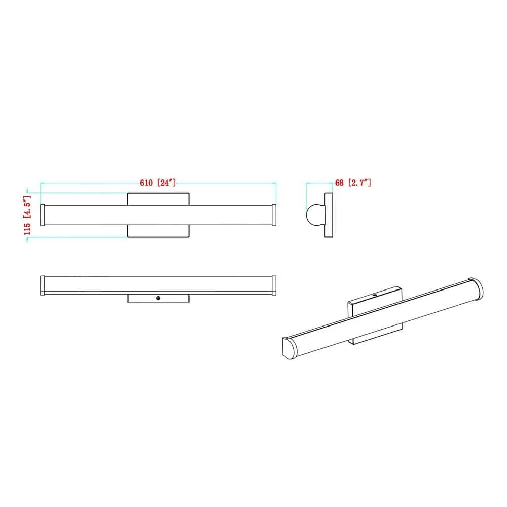 24 in. Brushed Nickel LED Bathroom Vanity Light Bar with Dimmable by KINWELL 6 24 in. Brushed Nickel LED Bathroom Vanity Light Bar with Dimmable by KINWELL - Image 4
