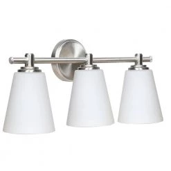 20 in. 3-Light Brushed Nickel LED Vanity Light with Glass Shade by KINWELL 9 20 in. 3-Light Brushed Nickel LED Vanity Light with Glass Shade by KINWELL -KINWELL shop brushed nickel kinwell vanity lighting vt332000 bn 1f 1000