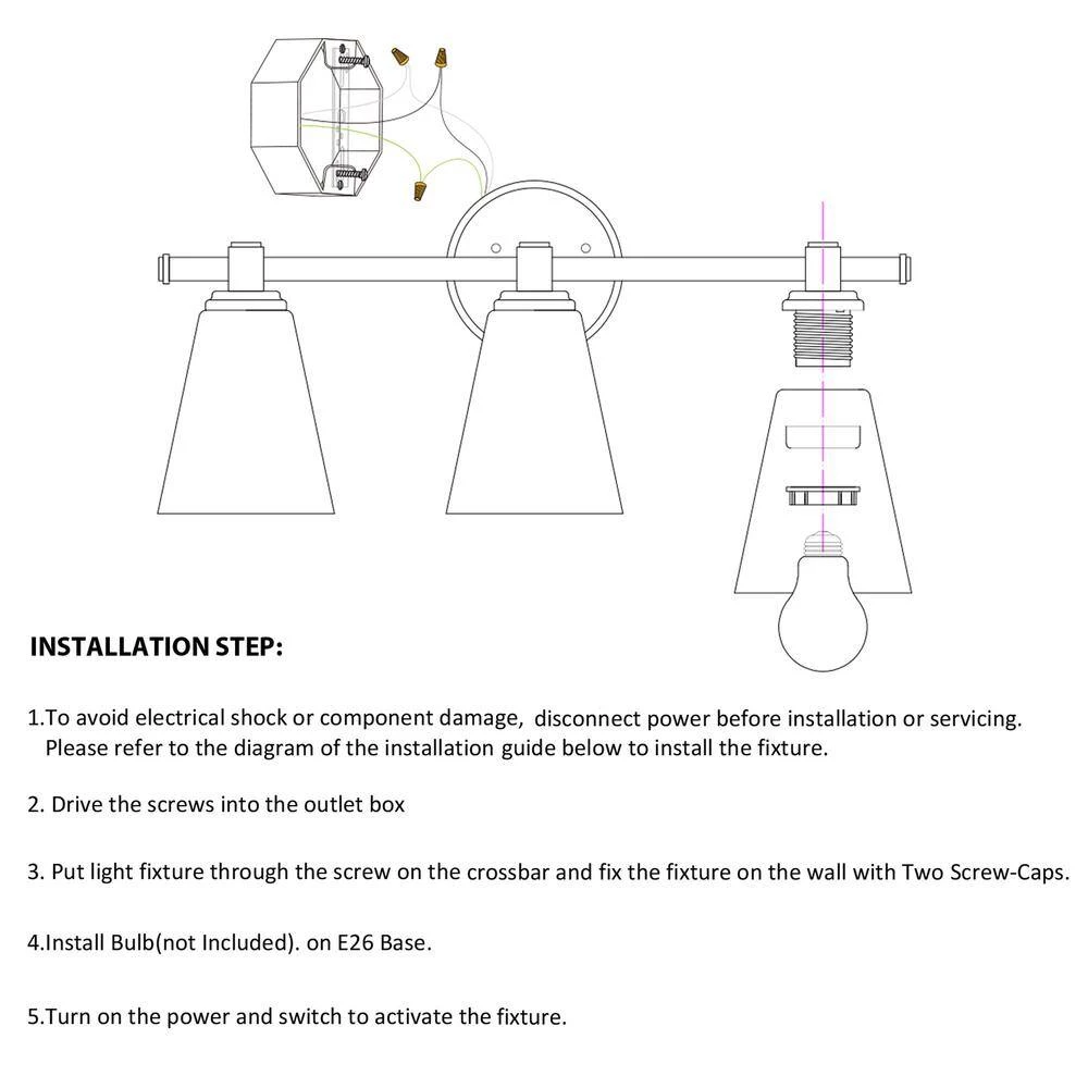 20 in. 3-Light Brushed Nickel LED Vanity Light with Glass Shade by KINWELL 6 20 in. 3-Light Brushed Nickel LED Vanity Light with Glass Shade by KINWELL - Image 5