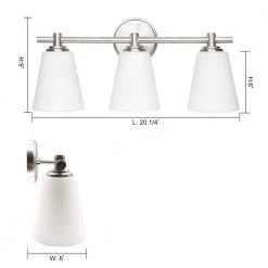20 in. 3-Light Brushed Nickel LED Vanity Light with Glass Shade by KINWELL 8 20 in. 3-Light Brushed Nickel LED Vanity Light with Glass Shade by KINWELL -KINWELL shop brushed nickel kinwell vanity lighting vt332000 bn 4f 1000