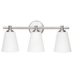KINWELL shop 4 20 in. 3-Light Brushed Nickel LED Vanity Light with Glass Shade by KINWELL