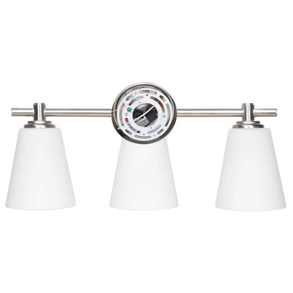 20 in. 3-Light Brushed Nickel LED Vanity Light with Glass Shade by KINWELL 3 20 in. 3-Light Brushed Nickel LED Vanity Light with Glass Shade by KINWELL - Image 2