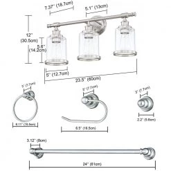 5.1 in. 3 Light Brushed Nickel Vanity Light with Bathroom Set by Pia Ricco -KINWELL shop brushed nickel pia ricco vanity lighting 1jay 81503 1f 1000