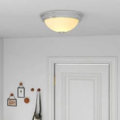 Dome 2-Light 13 in. Brushed Nickle Finish Ceiling Fixture Flush Mount by Pia Ricco -KINWELL shop brushed nickle finish pia ricco flush mount lights 1jay 75842 c3 1000