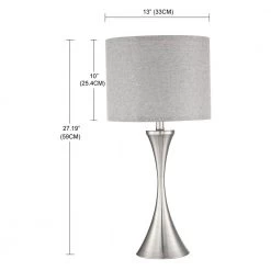 27.19 in. 1-Light Brushed Nickle Table Lamp with Grey Fabric Shade (2-Packs) by Pia Ricco -KINWELL shop brushed nickle pia ricco table lamps 1jay 2102bn 76 1000