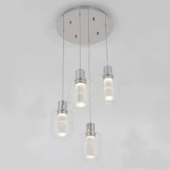 Essence Globe 25-Watt Integrated LED 4-Light Chrome Modern Hanging Pendant Light Chandelier for Kitchen Dining Room by Artika -KINWELL shop chrome artika chandeliers chg4ls 44 1000