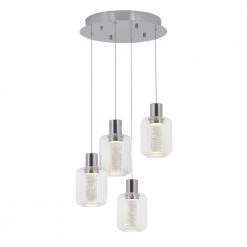 Essence Globe 25-Watt Integrated LED 4-Light Chrome Modern Hanging Pendant Light Chandelier for Kitchen Dining Room by Artika